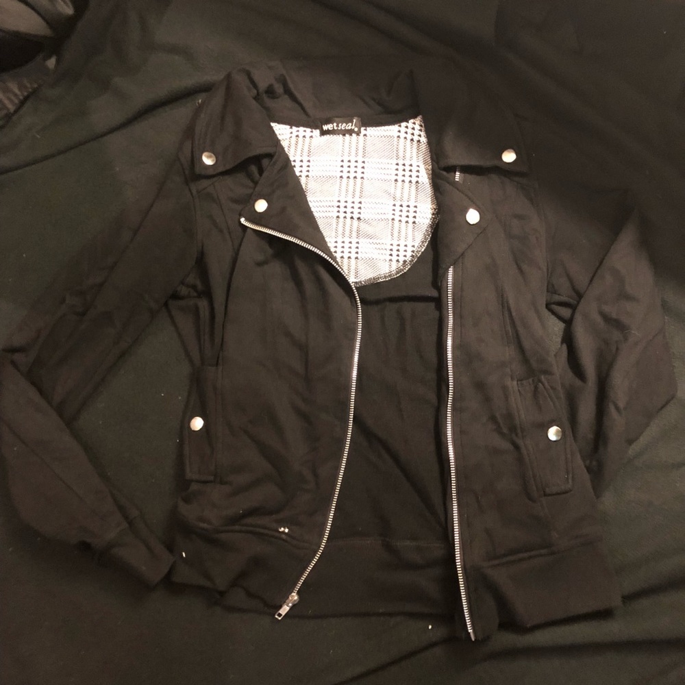 Black moto-inspired jacket